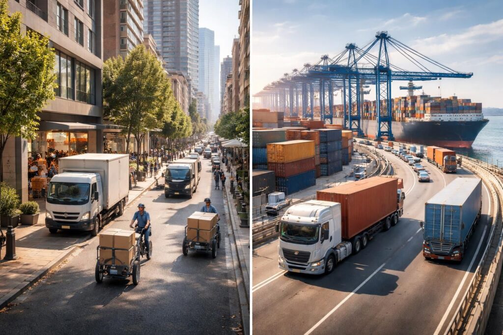 découvrez les différences clés entre la logistique urbaine et la logistique internationale, leurs enjeux spécifiques et leurs impacts sur la gestion des flux de marchandises.