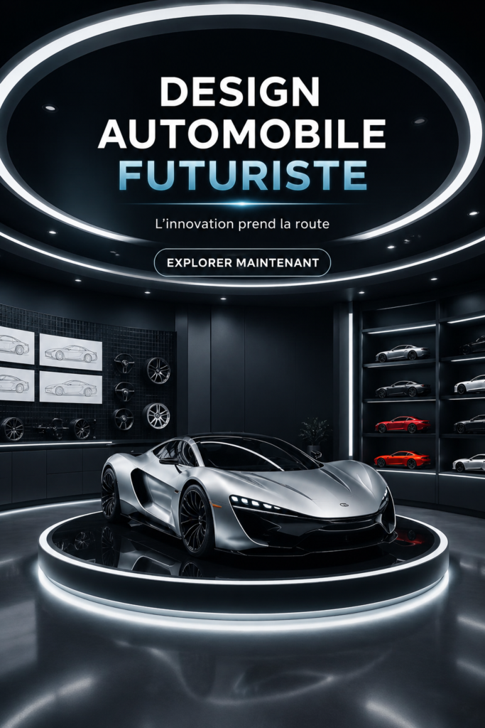 Concept d'une voiture futuriste avec des lignes épurées et des matériaux innovants.
