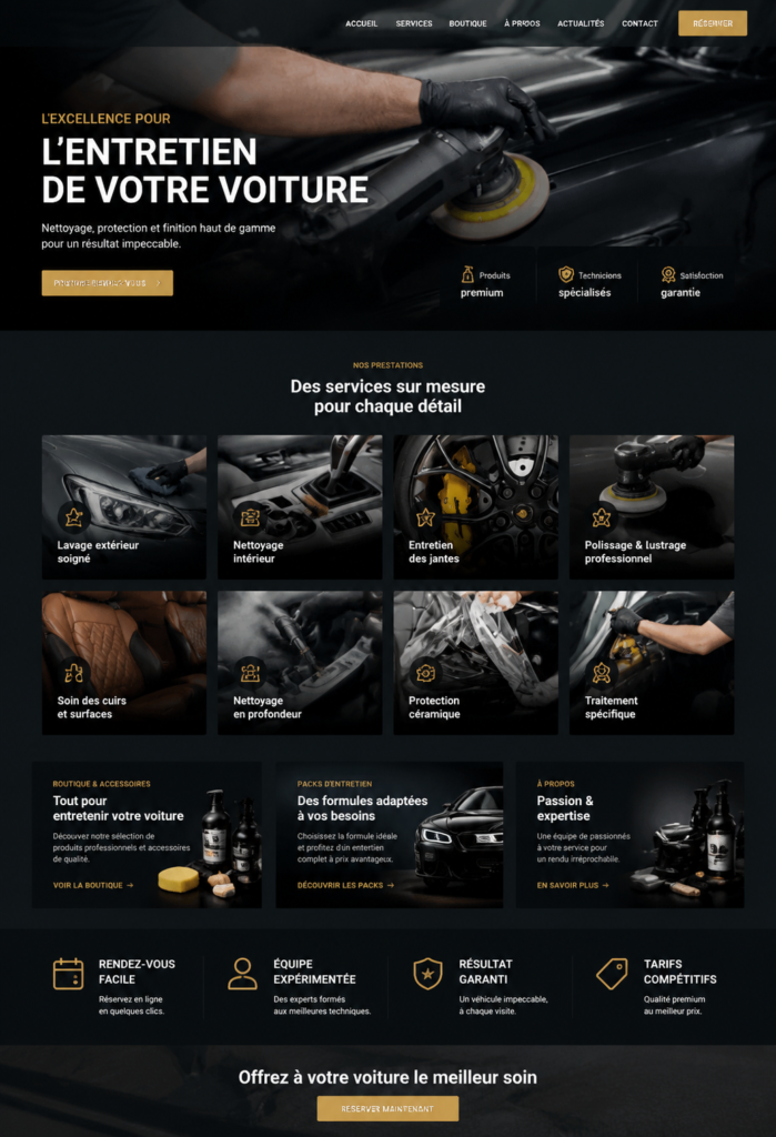 Image d'une voiture brillamment entretenue, mettant en valeur le detailing automobile.