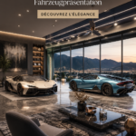 Garage moderne avec une présentation élégante de véhicule.