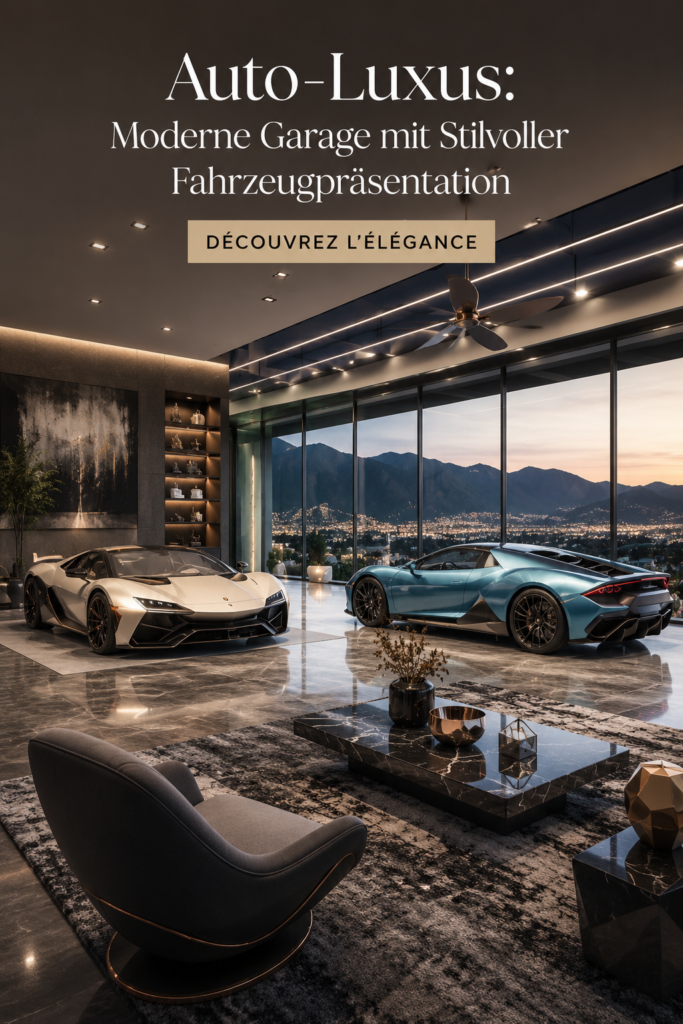 Garage moderne avec une présentation élégante de véhicule.