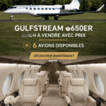 Un Gulfstream G650ER garé sur un tarmac, prêt pour un voyage de luxe.