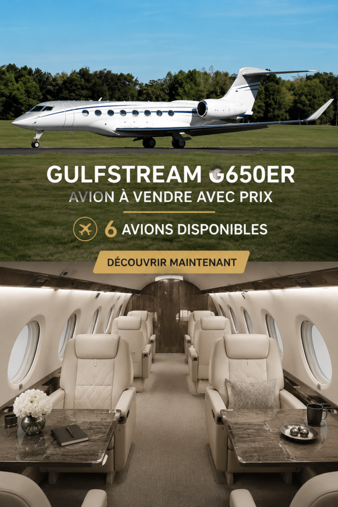 Un Gulfstream G650ER garé sur un tarmac, prêt pour un voyage de luxe.
