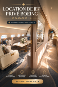 Un jet privé Boeing 9H-ELF prêt pour le décollage, illustrant le luxe des voyages d'affaires.