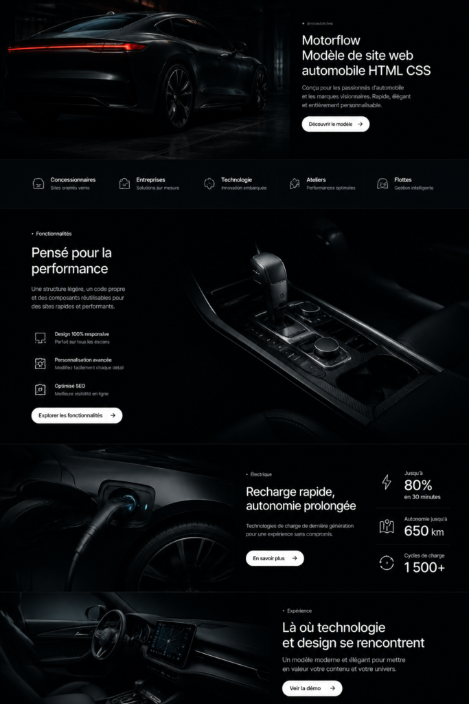 Exemple de modèle de site automobile moderne et attrayant.