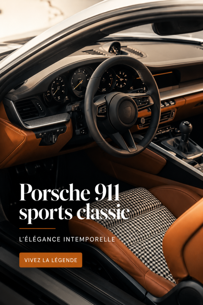 Image d'une Porsche 911 sur la route, soulignant son design sportif et élégant.