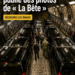 Image de 'La Bête', le véhicule blindé du Secret Service, sur fond de paysages américains.