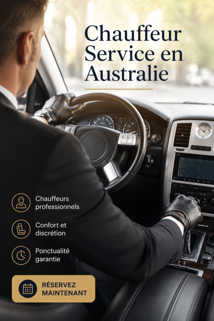 Chauffeur professionnel en Australie conduisant un véhicule confortable