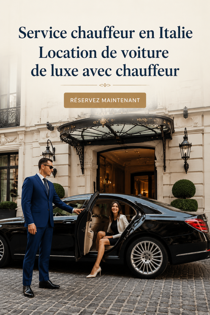 Chauffeur professionnel devant une voiture de luxe en Italie
