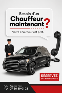 Un chauffeur souriant attendant une cliente devant sa voiture, prêt à l'accompagner.