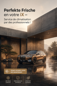 Technicien réalisant un service de climatisation sur un véhicule iX