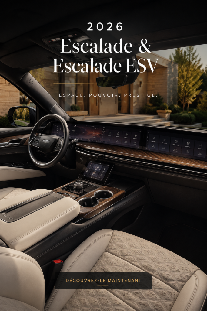 Vue d'un SUV moderne de 2026 sur une route dégagée, illustrant l'innovation automobile.