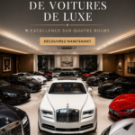 Une voiture de luxe élégante garée devant un paysage pittoresque.