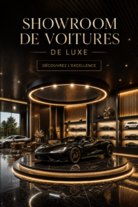 Showroom de voitures de luxe avec plusieurs modèles exposés