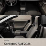 Image officielle de l'Audi C 2025, mettant en avant son design futuriste.