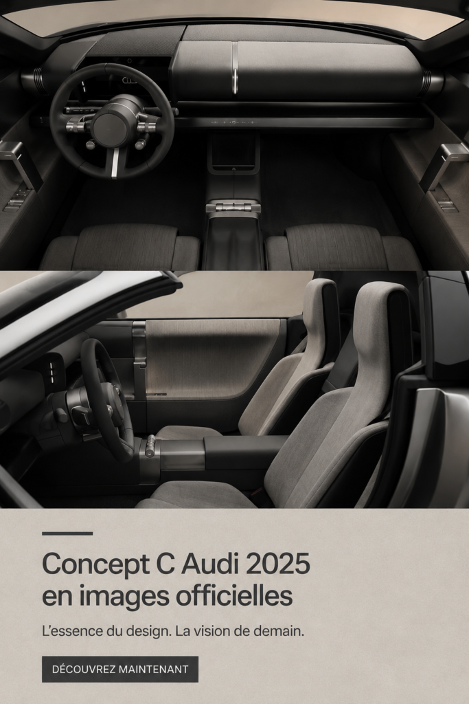 Image officielle de l'Audi C 2025, mettant en avant son design futuriste.