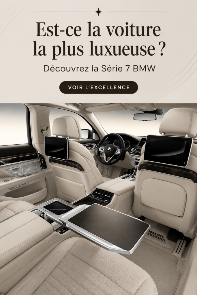 Vue élégante de la BMW Série 7, illustrant son design luxueux et moderne.