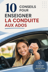 Adolescent apprenant à conduire avec un parent dans une voiture