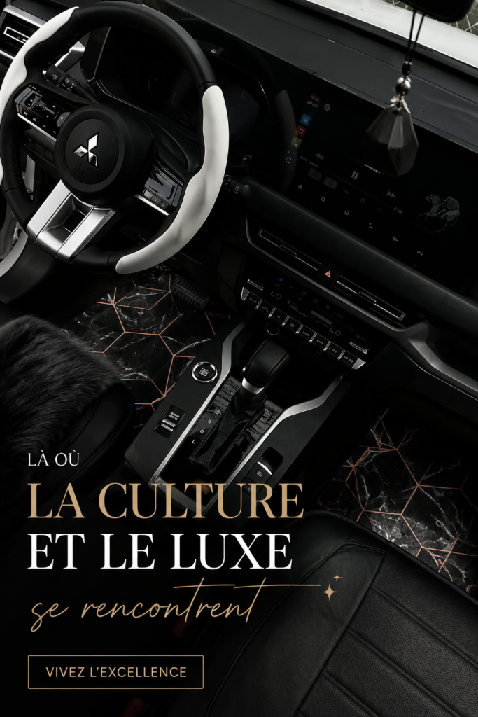 Une vue panoramique d'une magnifique galerie d'art luxueuse, symbole de la fusion entre culture et luxe.