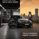 Voiture de luxe garée dans un garage propre pour entretien