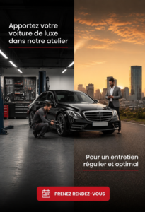 Voiture de luxe garée dans un garage propre pour entretien