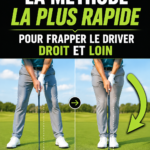 Femme frappant un driver sur le parcours de golf, montrant une bonne posture.