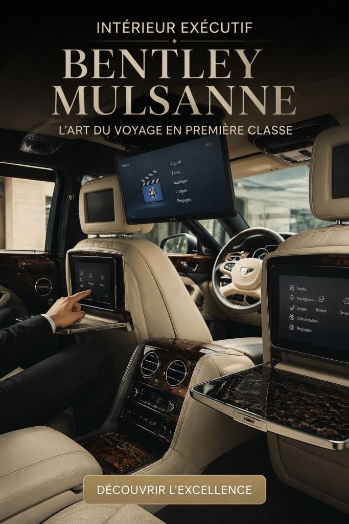 Intérieur élégant du Bentley Mulsanne Executive, invitant au luxe et à la sophistication.