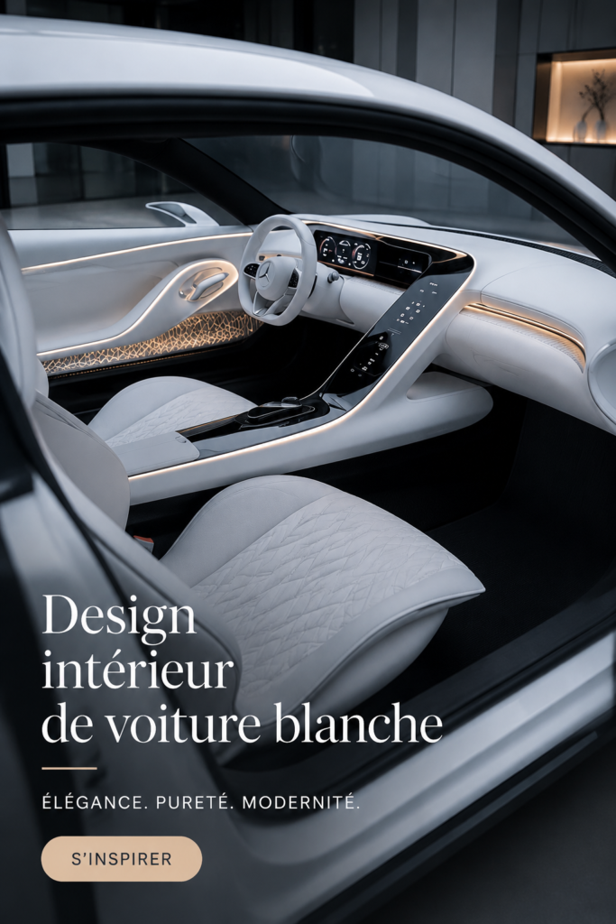 Un intérieur de voiture blanc et élégant avec des détails raffinés