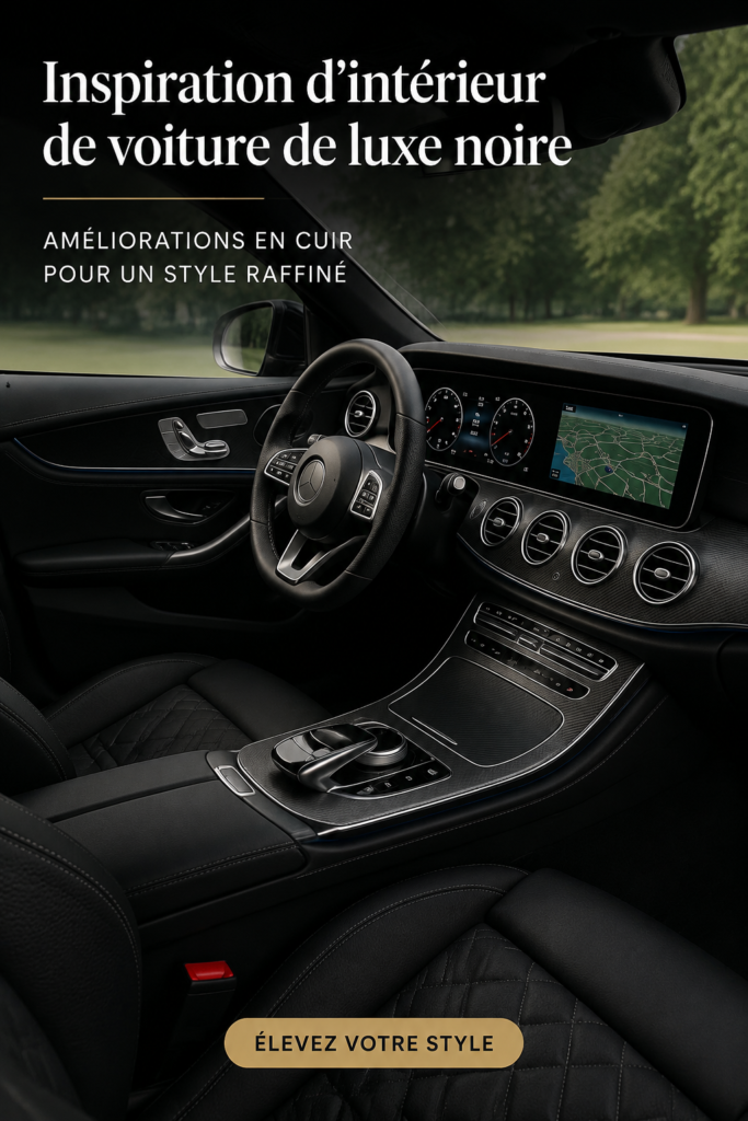 Intérieur chic d'une voiture avec sièges en cuir noir et design élégant.