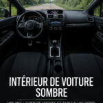 Intérieur moderne d'une voiture avec volant et tableau de bord élégants