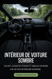 Intérieur moderne d'une voiture avec volant et tableau de bord élégants
