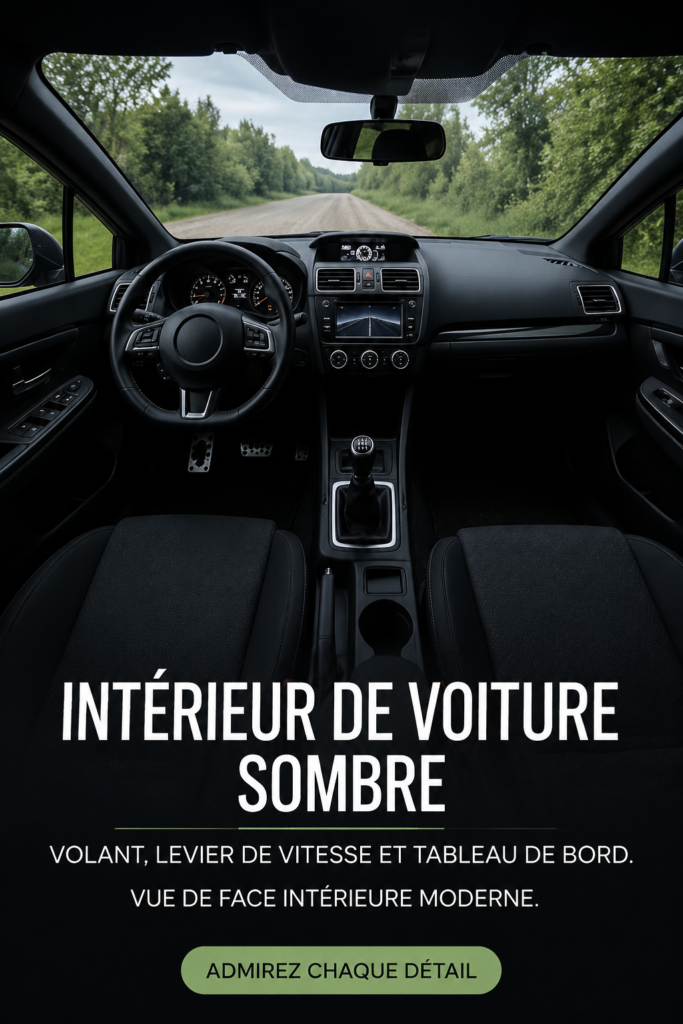 Intérieur moderne d'une voiture avec volant et tableau de bord élégants