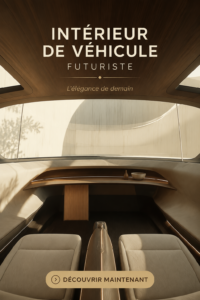 Intérieur de voiture futuriste avec des matériaux élégants et des technologies avancées