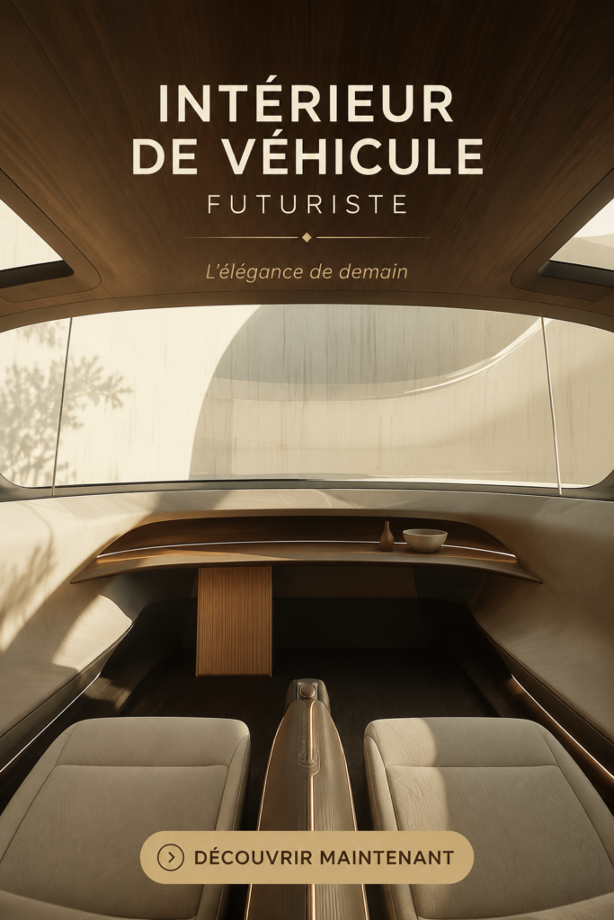 Intérieur de voiture futuriste avec des matériaux élégants et des technologies avancées