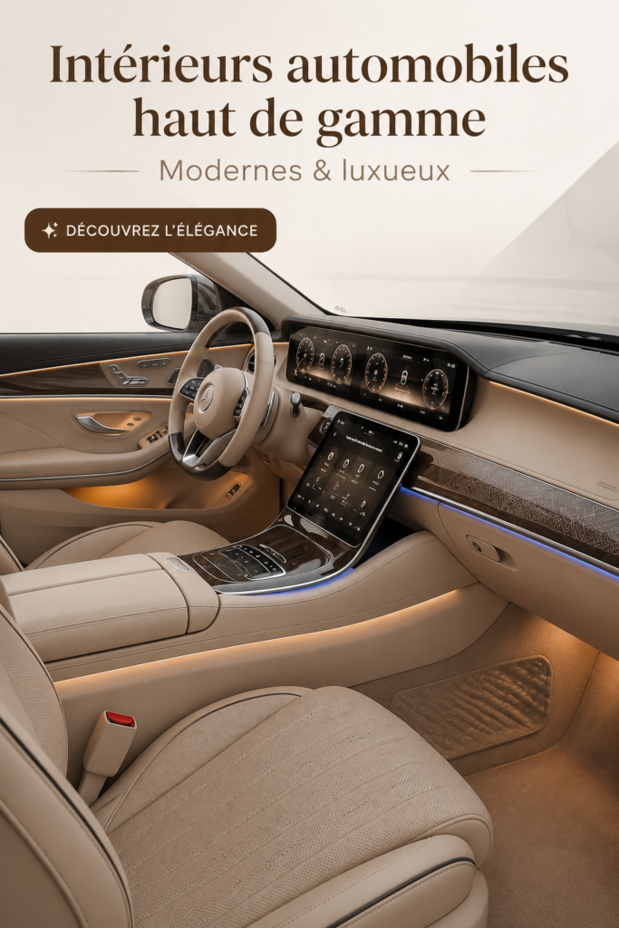 Intérieur moderne et luxueux d'une voiture haut de gamme, mettant en avant le confort et le style.