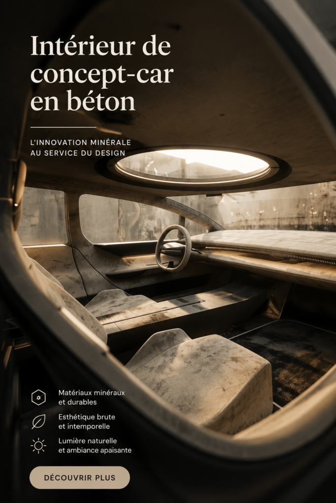 Intérieur d'une voiture de luxe avec des éléments en béton élégant