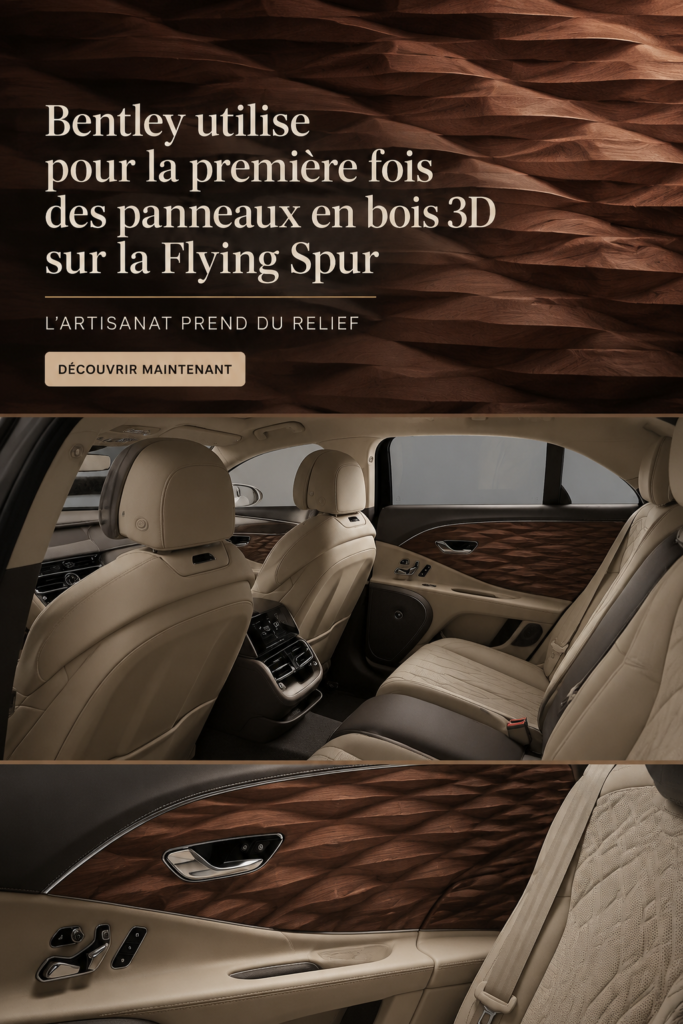 Intérieur luxueux de la Bentley Flying Spur avec panneaux en bois 3D