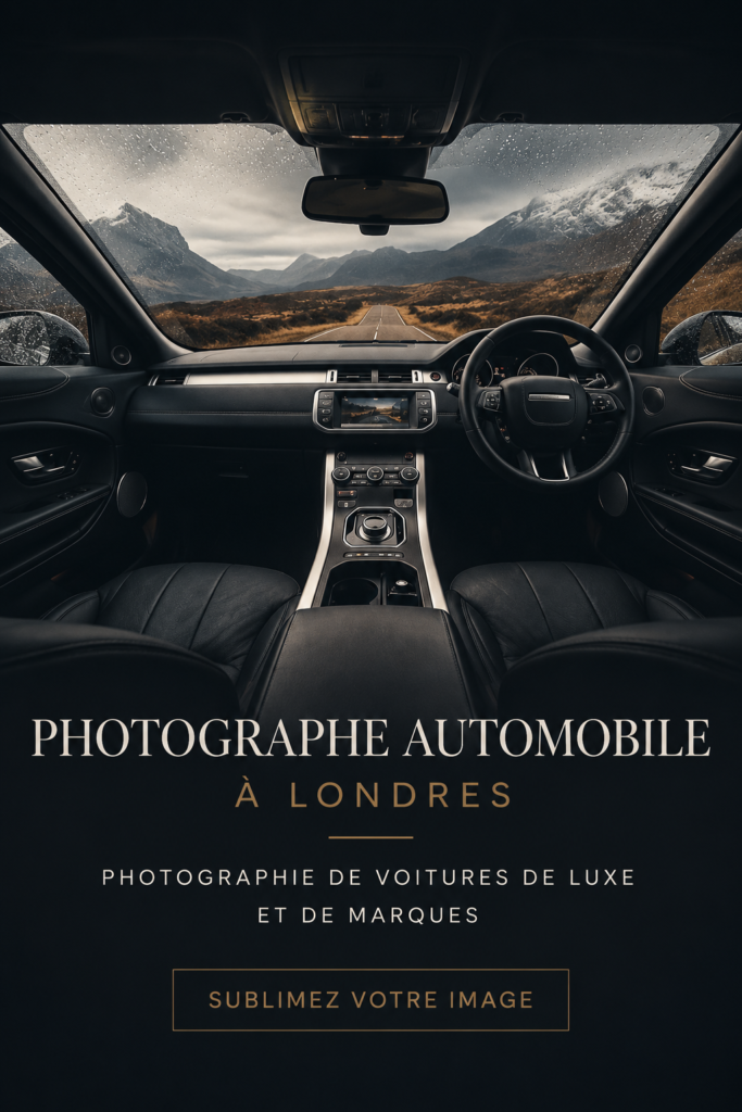 Photographe professionnel photographiant une voiture de luxe à Londres