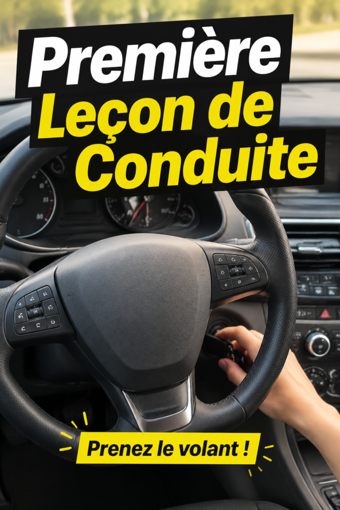 Femme apprenant à conduire une voiture automatique lors de sa première leçon.