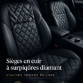 sièges en cuir à motif diamant dans un intérieur de voiture luxueux
