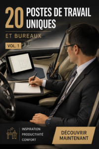 Bureau élégant en cuir dans une voiture de luxe