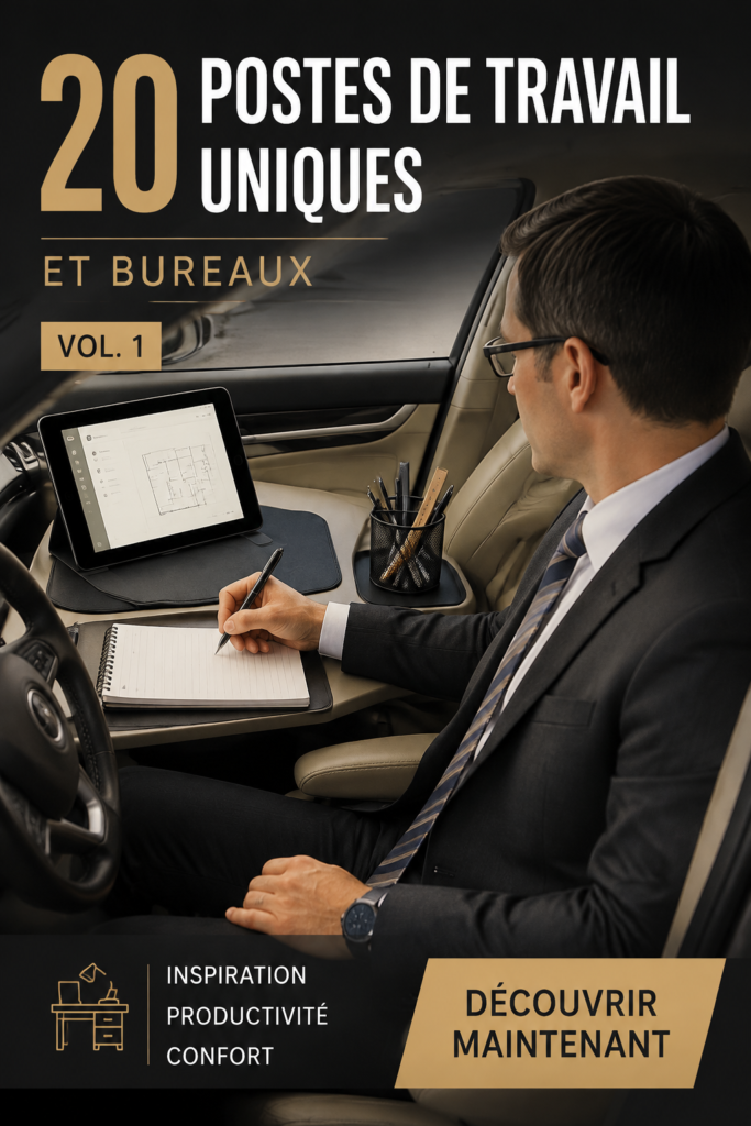 Bureau élégant en cuir dans une voiture de luxe