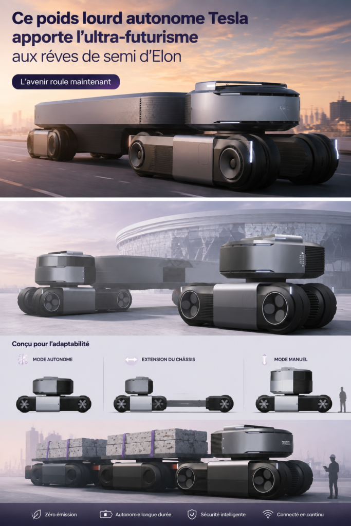 Un camion Tesla autonome, symbole de l'avenir du transport.