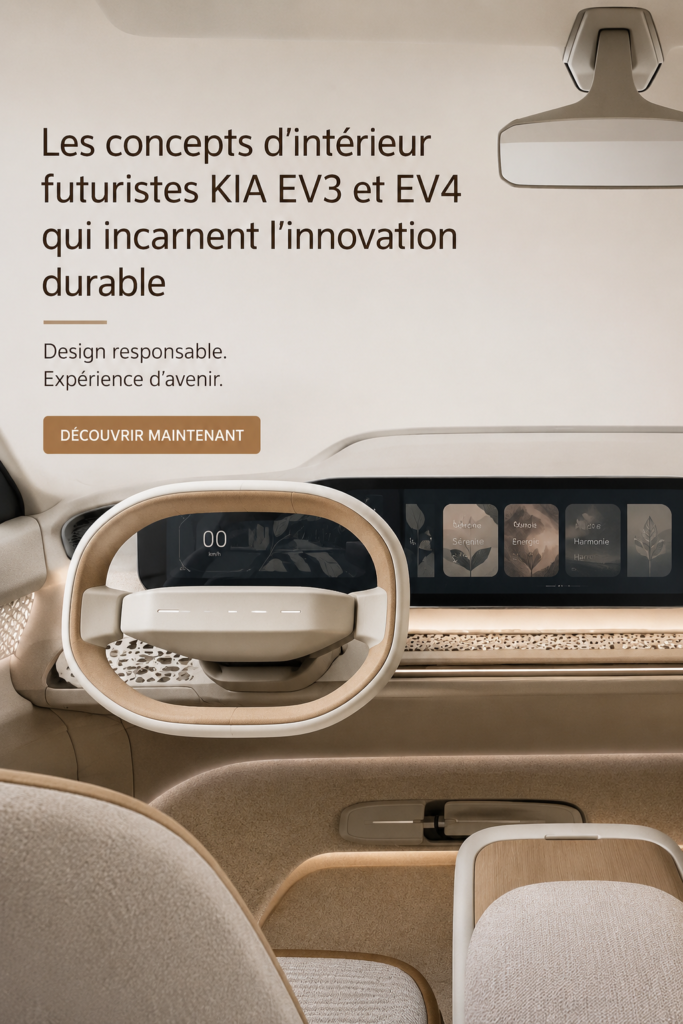 Intérieur futuriste de la KIA EV3, alliant luxe et durabilité.