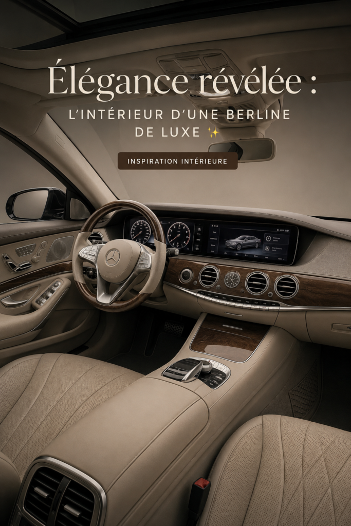 Intérieur d'une berline de luxe avec cuir et finitions bois