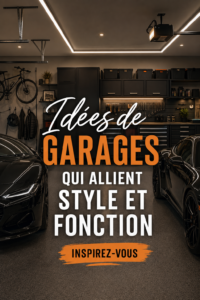 Garage élégant avec un éclairage chaleureux, idéal pour une voiture de luxe.