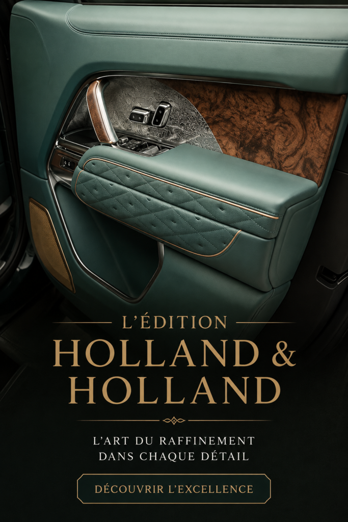Intérieur raffiné de la voiture Holland & Holland d'Overfinch, alliant luxe et confort.