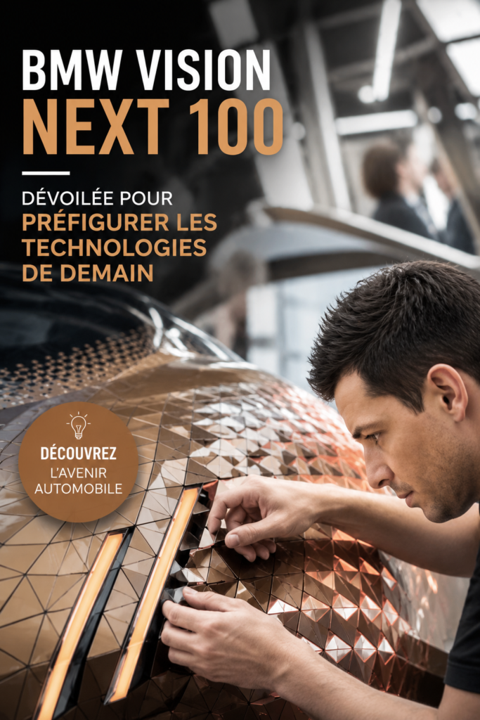 Intérieur moderne et élégant de la BMW Vision Next 100, mettant en avant son design luxueux et ses technologies avancées.