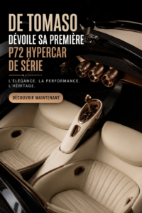 Vue de l'intérieur raffiné du De Tomaso P72, illustrant le luxe et la technologie.