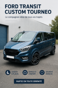 Intérieur spacieux et élégant de la Ford Transit Custom Tourneo avec des sièges confortables.